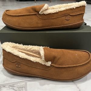 Timberland Torrez Venetian Faux Fur Lined Slipper Moc Rust Suede Men's Sz 8-14